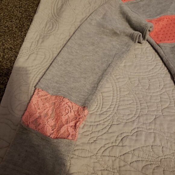 MISS Me Mixed Media Knit Stripe Pullover - Coral - Picture 4 of 11